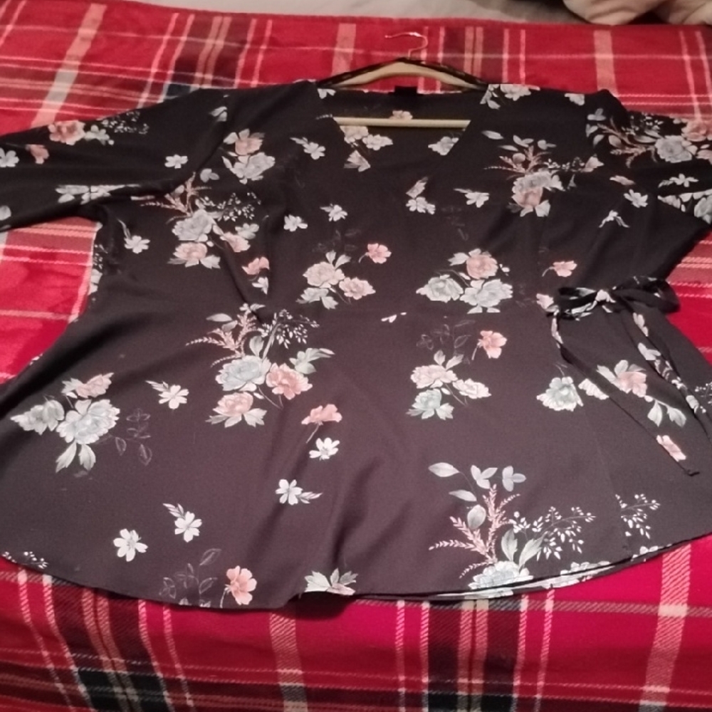 City Chic Black Floral Blouse